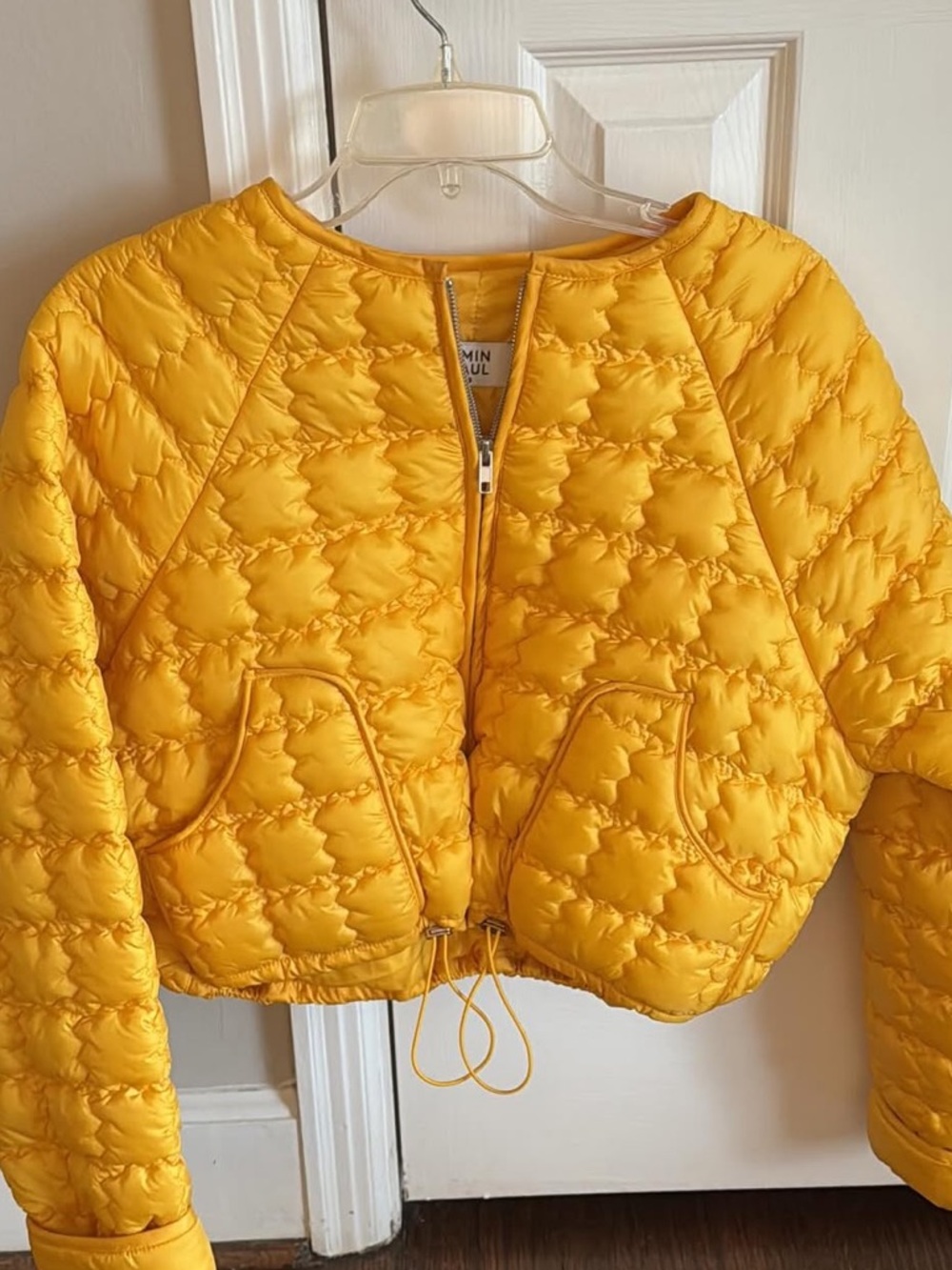 Bright Yellow Quilted Zip-Front Jacket